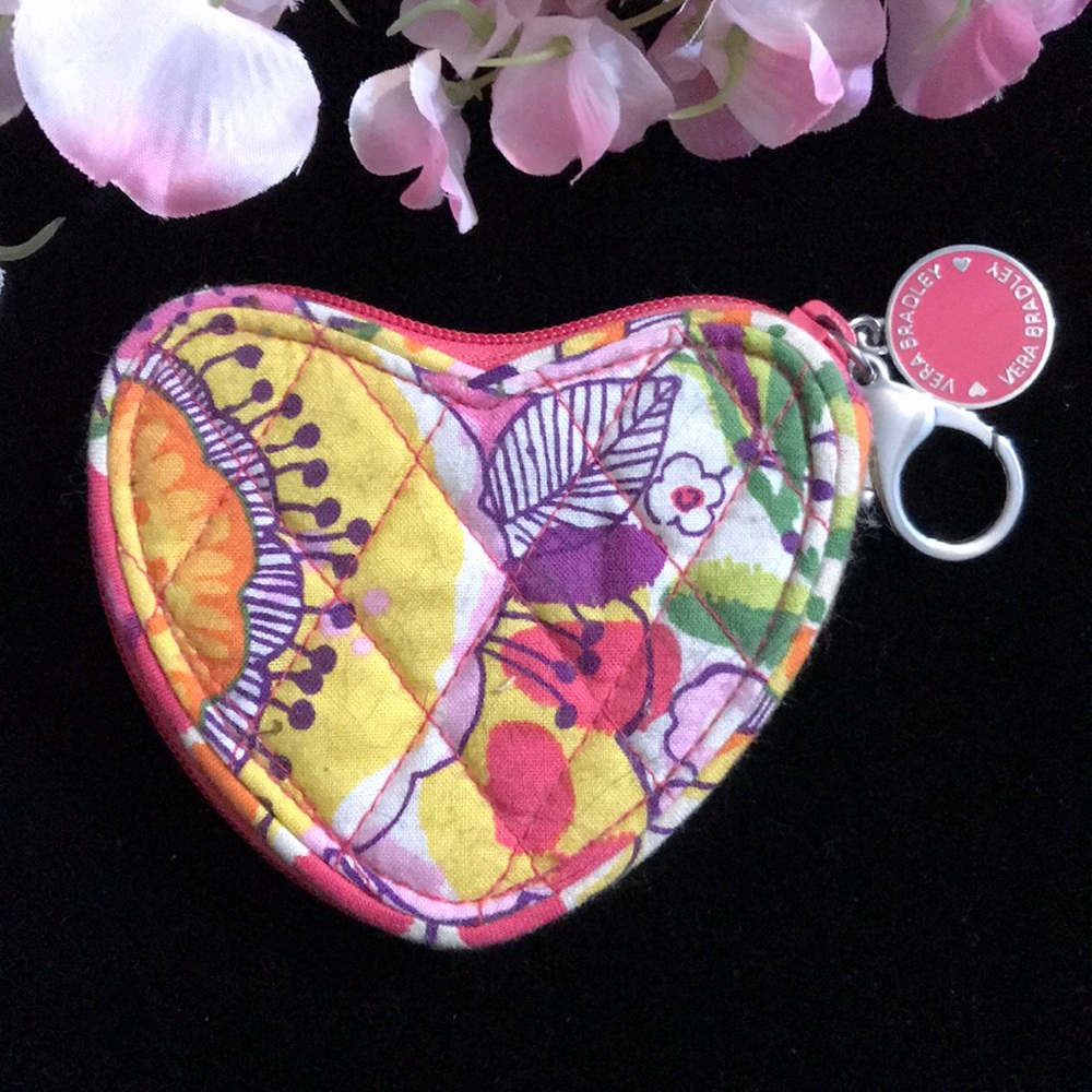 Vera Bradley heart shaped key chain coin purse